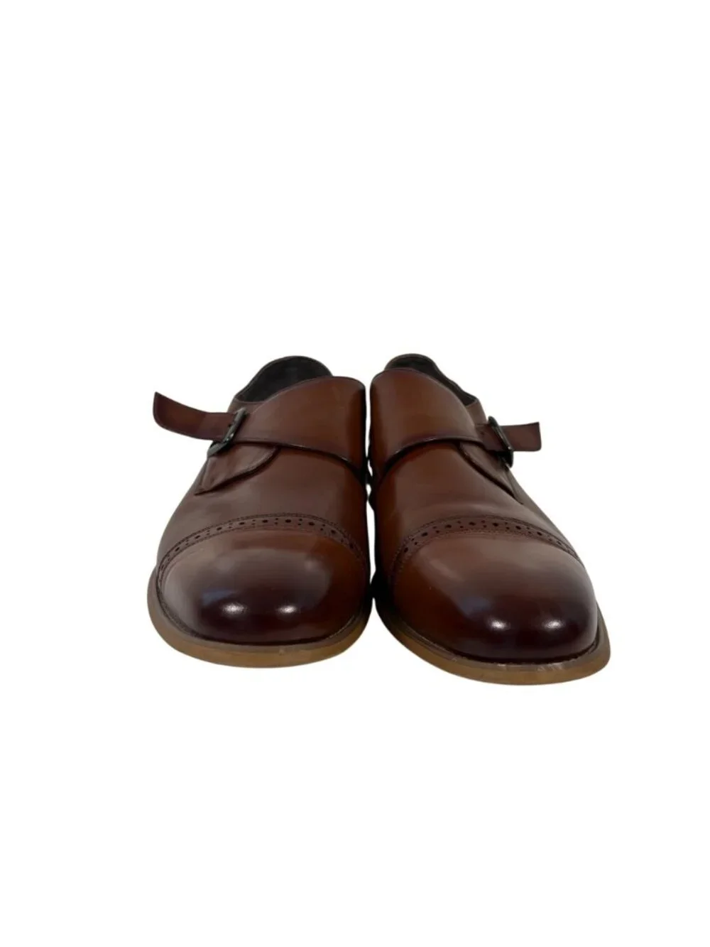 Stacy Adams Desmond Shoes Mens Size 14 W Brown Leather Cap Toe Monk Strap